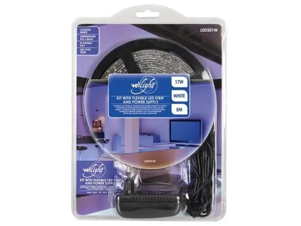 Kit Met Flexibele Ledstrip En Voeding - Wit - 300 Leds - 5M - 12Vdc